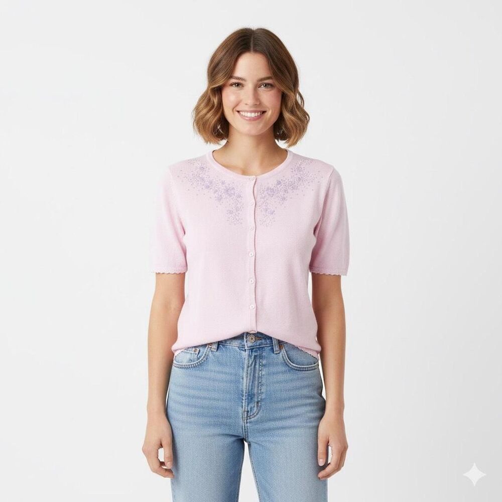 Partners Light pink short sleeve cardigan size S